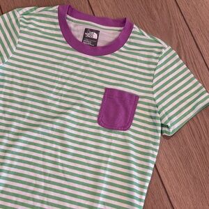 The North Face Stripe T-Shirt Girls size M Green & Purple|Back to school Hike
